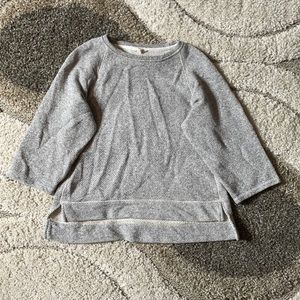 Eileen Fisher Boat-neck 3/4-sleeve Twisted Terry Organic Cotton Top In Ash